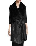 Draped Faux-Shearling Bonded Vest, Black