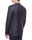 Check Two-Button Sport Coat, Blue/Gray