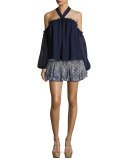 Marion Tiered Mini Skirt, Blue
