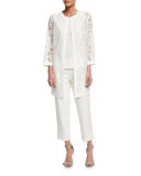 Sleeveless Linen-Blend Shell 