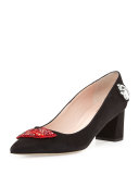 misa kisses pointed-toe pump, black