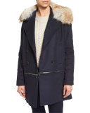 Antares Convertible Double-Breasted Coat, Navy