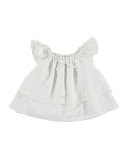 Sleeveless Tiered Eyelet Top, Neutral, Size 3-7