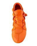 Kyujo Men's Leather Low-Top Sneaker, Orange