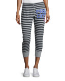 Strike Sounds Cropped Jogger Pants, Black/Gray Stripe