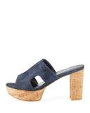 Draft Denim Platform Slide Sandal, Navy