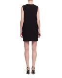 Beaded-Neck Sleeveless Shift Dress, Black
