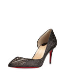 Galupump Laser-Cut Red Sole Pump, Black/Nude