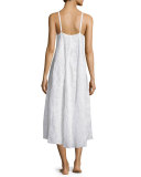 Embroidered Cotton High-Low Gown, White 