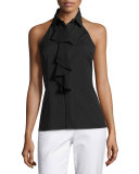 Ruffled Sleeveless Halter Blouse