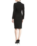Asymmetric Button-Front Ottoman Jacket, Black