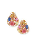 Mixed Sapphire & Diamond Link Earrings in 18K Gold