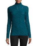 Long-Sleeve Lace Turtleneck Blouse, Tornado