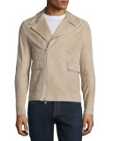 Distressed Nubuck Leather Jacket, Dark Sand