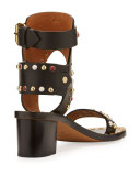 Jaeryn Studded Leather 50mm Sandal, Black