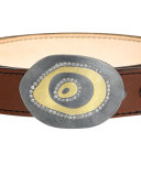 Leather Cuff Bracelet with Diamond Swirl Buckle