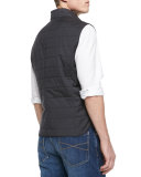Wool/Silk Snap Fitted Vest, Gray