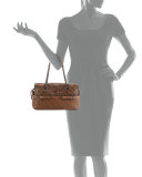 Medium Snakeskin East-West Zip-Top Shoulder Bag, Camel