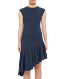 Cap-Sleeve Asymmetric-Hem Dress, Tarn