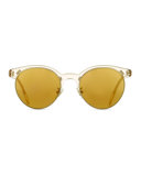 Ezelle Mirrored Semi-Rimless Sunglasses, Yellow