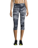 Motus II Capri Compression Tights, Asphalt Gray Reptile Print