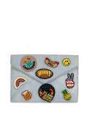 Leo Patches Denim Envelope Clutch Bag