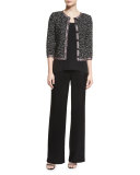 Silk Georgette Scoop-Neck Tank, Caviar