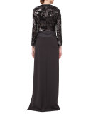 Stretch-Crepe Side-Slit Maxi Skirt, Black