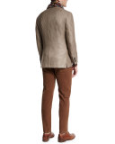Houndstooth Two-Button Cashmere Jacket, Tan/Brown