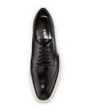 Platform Brogue-Trim Leather Oxford, Nero