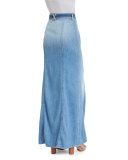 Long Belted Denim Maxi Skirt, Amalfi Sea