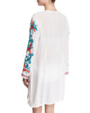 Embroidered V-Neck Caftan Coverup