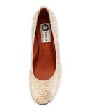 Metallic Leather Ballerina Pump, Gold