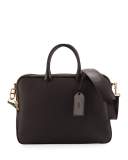 Leather Double-Zip Briefcase, Chocolate (Brown)