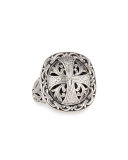 Sterling Silver Etched Cross Ring