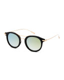 Taft Round Polarized Sunglasses, Black/Gold