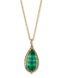 Faceted Green Malachite Teardrop Pendant Necklace