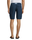 Baie Solid Linen Cargo Shorts, Navy