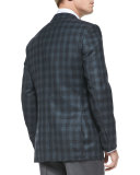 Plaid Wool Jacket, Petrol 