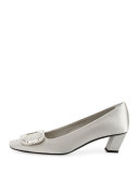 Belle Vivier Strass Satin 45mm Pump, Light Gray