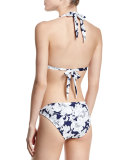 Floral-Print Center-Ring Halter Swim Top