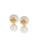 Logo Stud Pearly Double-Drop Earrings