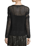 The Slick Crochet Pullover Sweater, Black