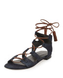 Romanflat Denim Flat Gladiator Sandal, Navy