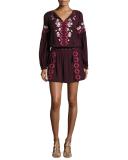 Maeve Embroidered Blouson Dress, Plumwine