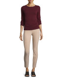 Juliette 3/4-Sleeve Cashmere Sweater, Dark Brick