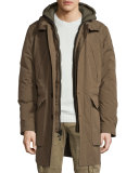 Oldham Hooded Parka Jacket, Russet Brown
