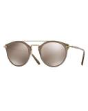 Remick Mirrored Brow-Bar Sunglasses, Taupe