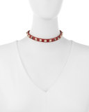 Leather Rockstud Choker Necklace