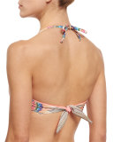 Flight Printed Underwire Bustier Swim Top, Peach